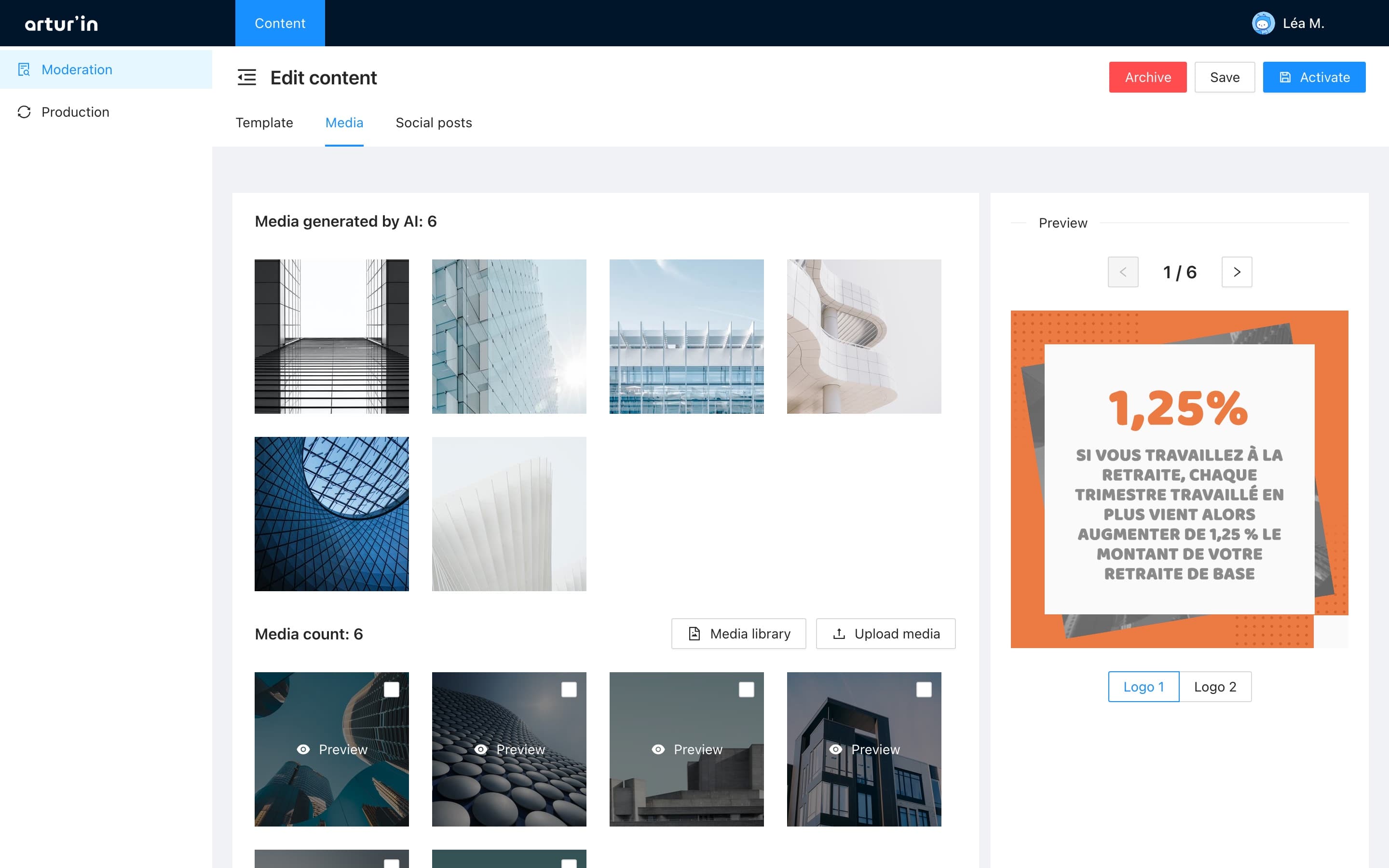 The content back office, interactive prototype