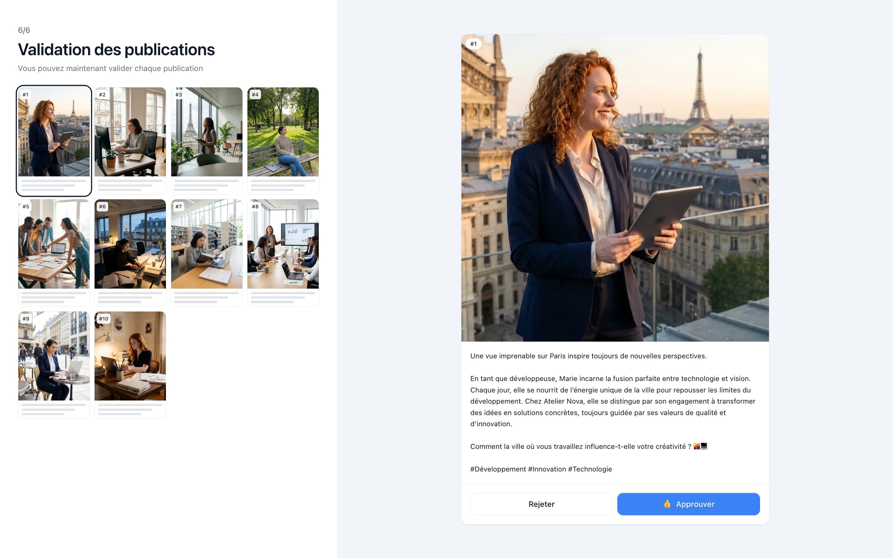 Self'in, client-side approval, interactive prototype