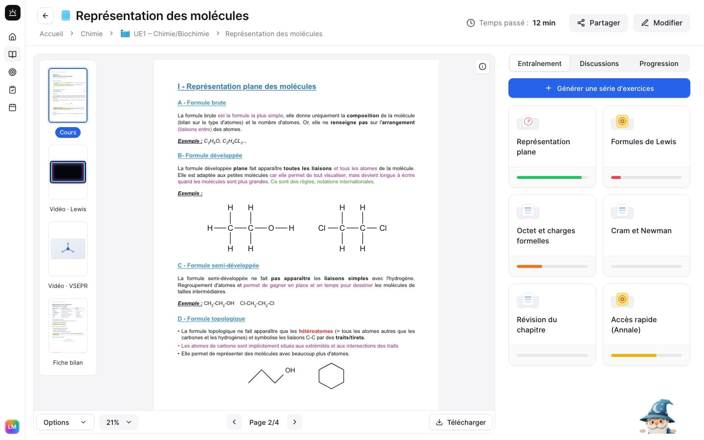 The Exoteach course page, interactive prototype